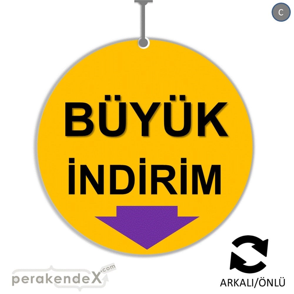 büyük indirim DÖNKARTI -oval,çift yön baskı