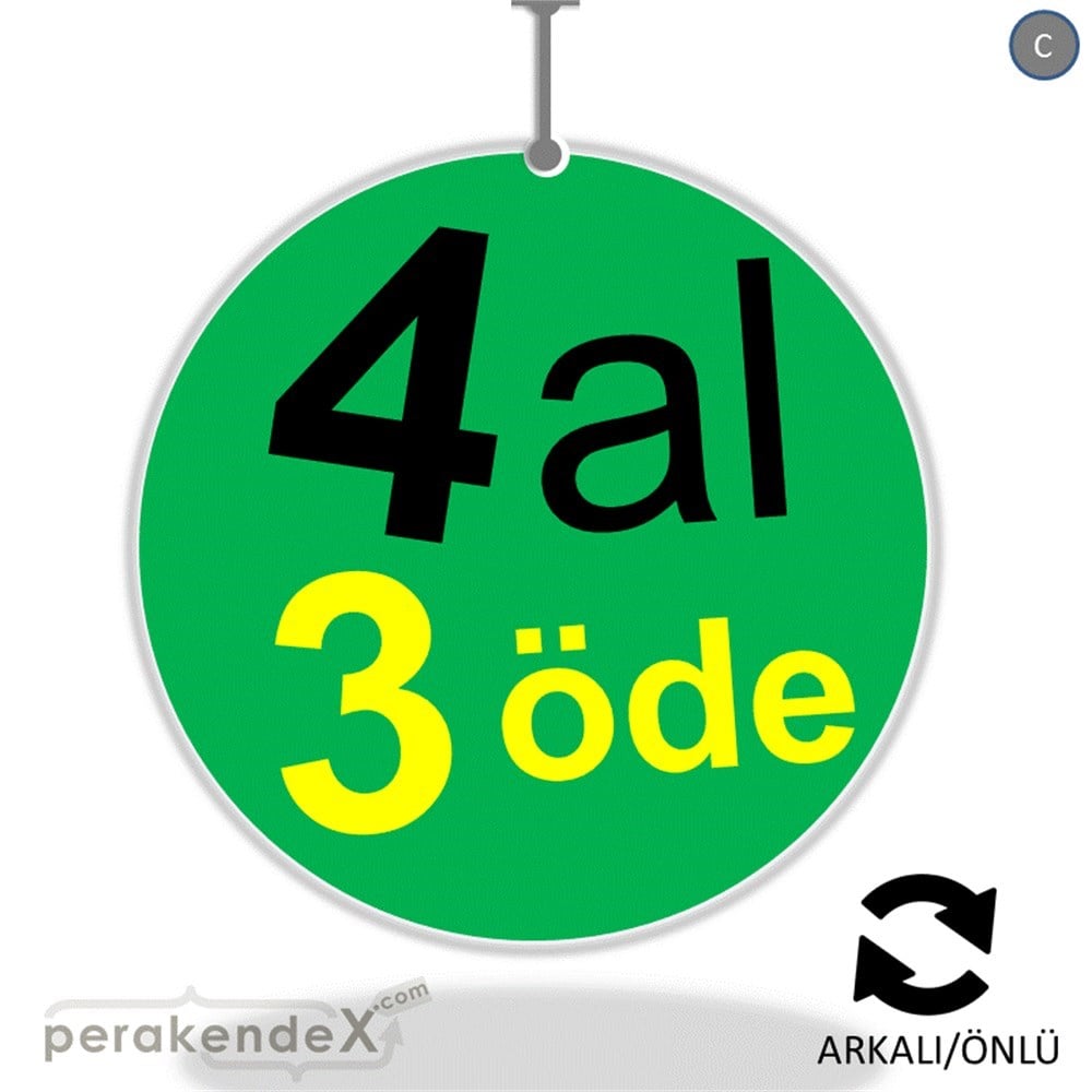 4 al 3 öde DÖNKARTI -oval,çift yön baskı
