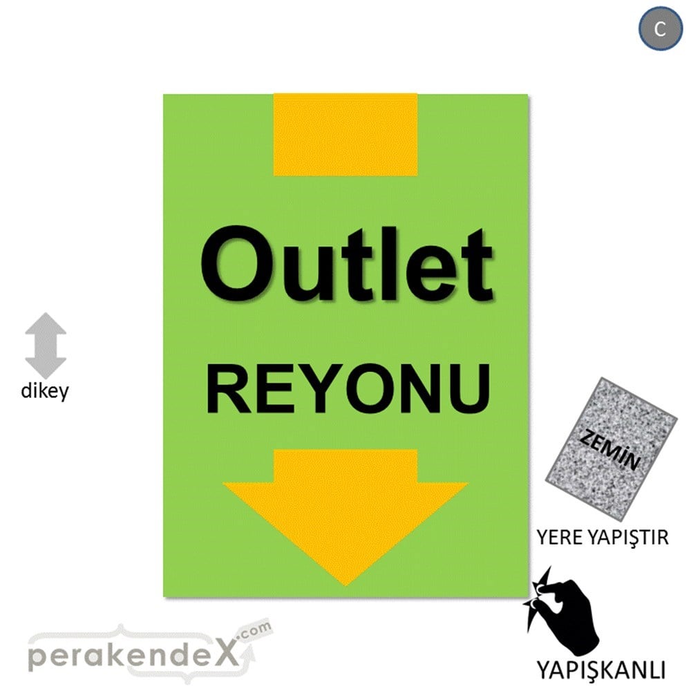 outlet reyonu YER ZEMİNE YAPIŞIR -dikdörtgen,tek yön baskı
