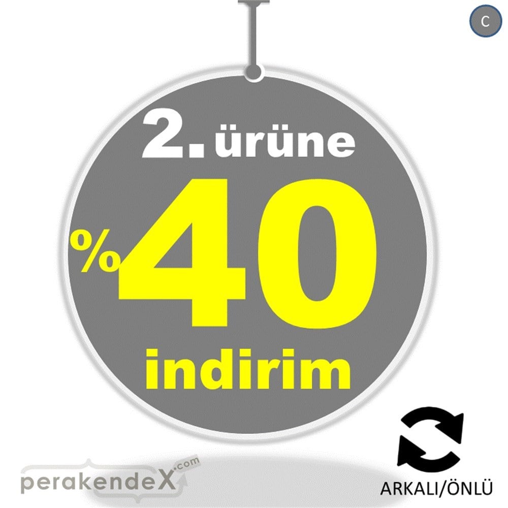 2. ürüne yüzde 40 indirim DÖNKARTI -oval,çift yön baskı