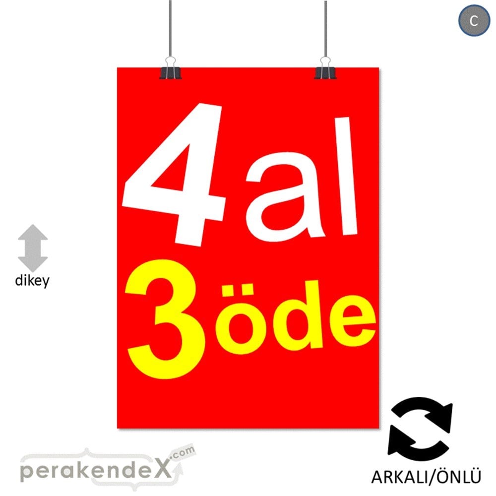 4 al 3 öde SERT PLASTİK POSTER -dikdörtgen,çift yön baskı