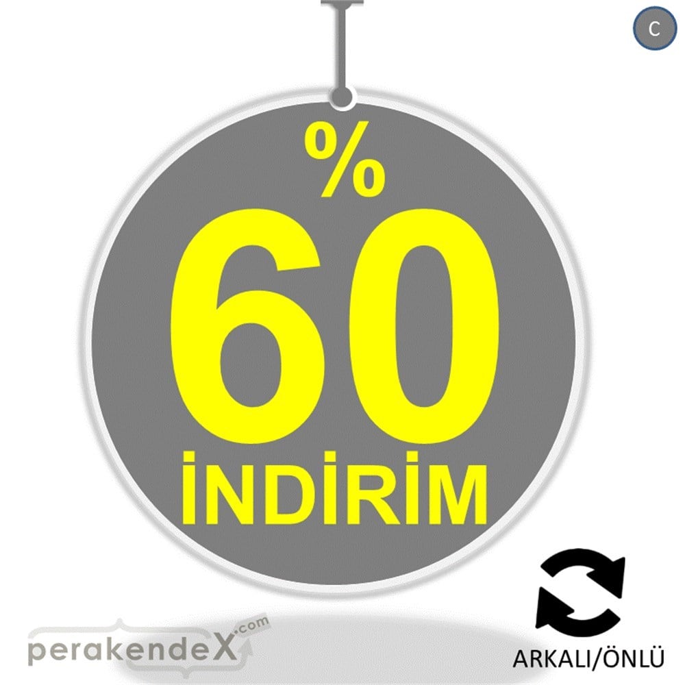 yüzde 60 indirim DÖNKARTI -oval,çift yön baskı
