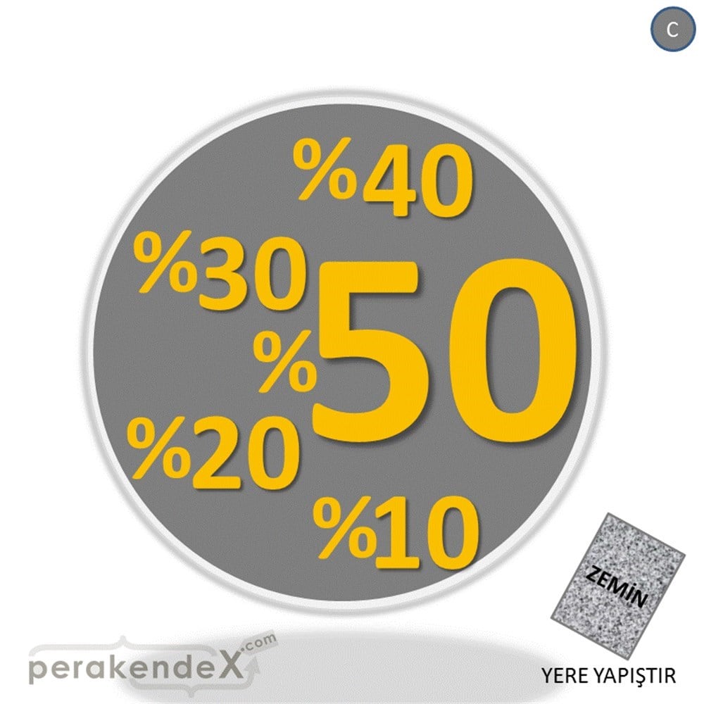 yüzde(50-40-30-20-10) indirim YER ZEMİNE YAPIŞIR -oval,tek yön baskı