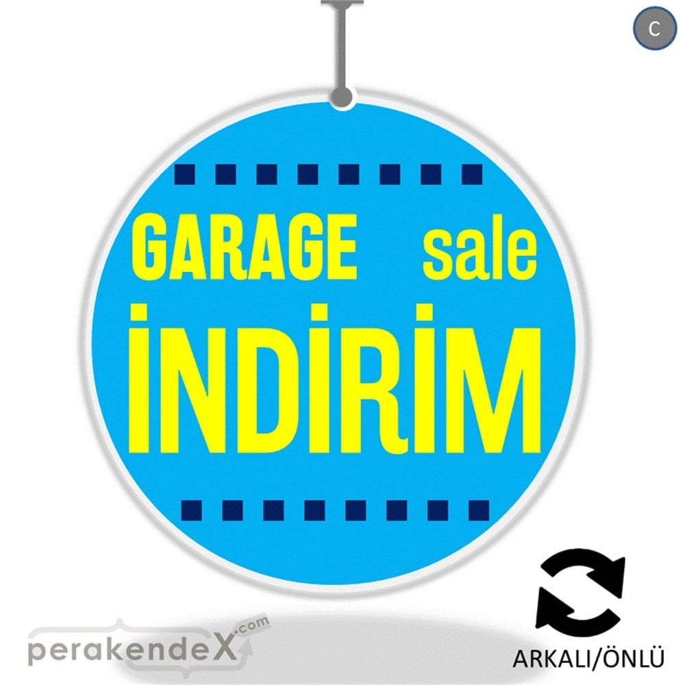 garage sale indirim DÖNKARTI -oval,çift yön baskı