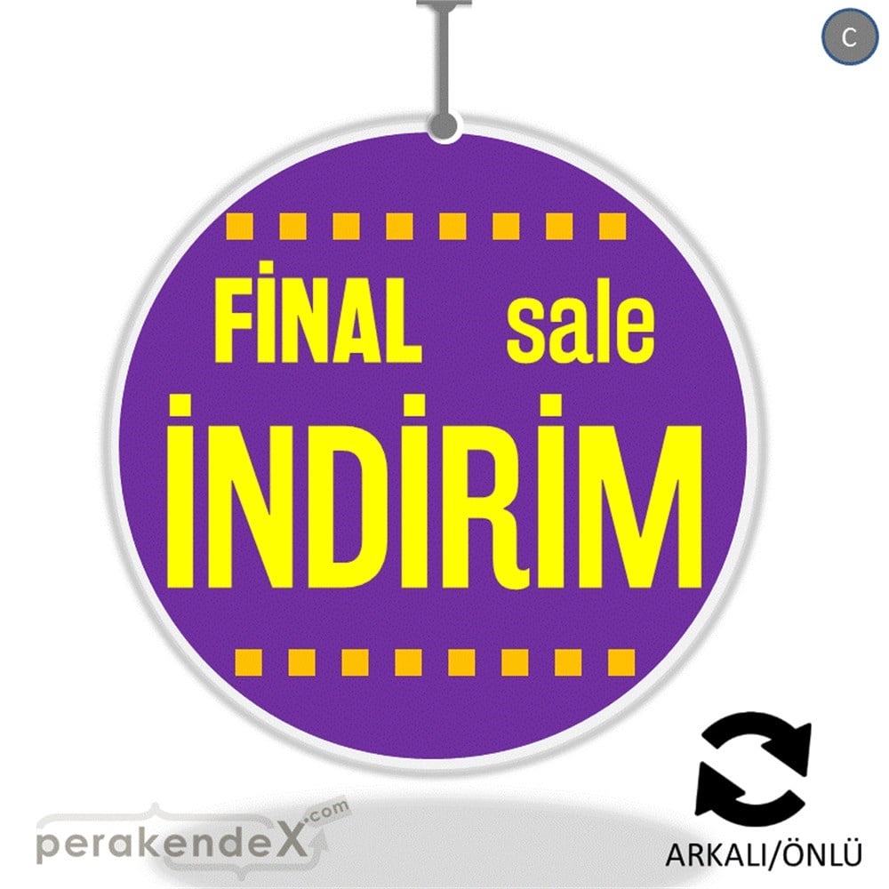 final sale indirim DÖNKARTI -oval,çift yön baskı