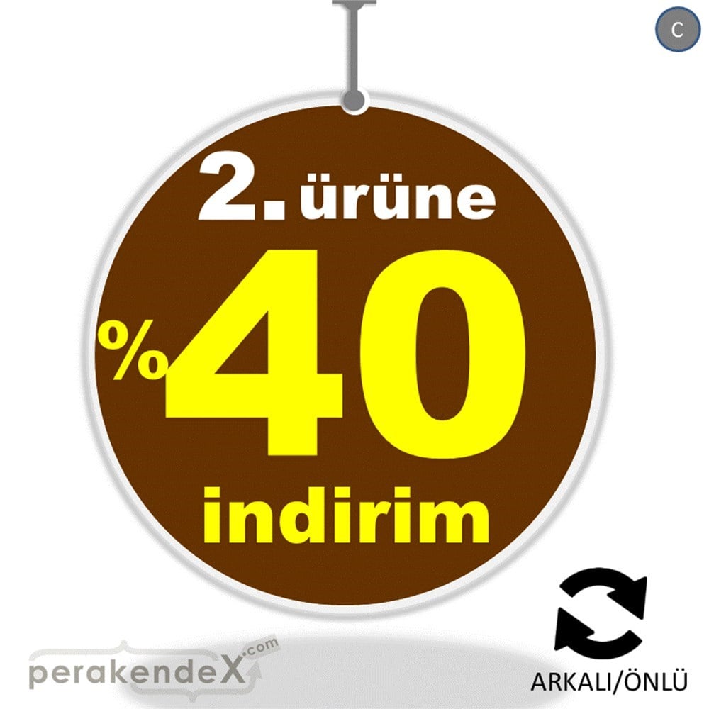 2. ürüne yüzde 40 indirim DÖNKARTI -oval,çift yön baskı