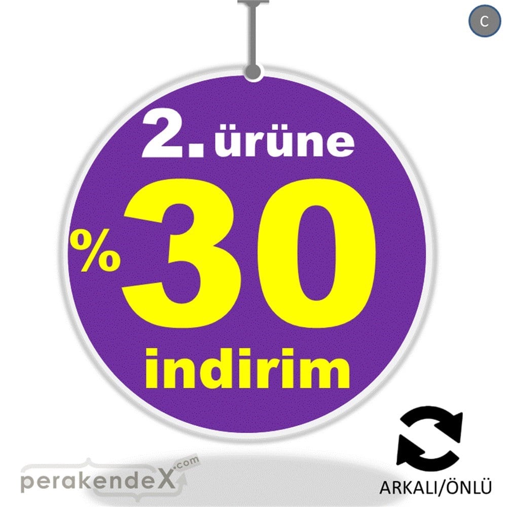 2. ürüne yüzde 30 indirim DÖNKARTI -oval,çift yön baskı