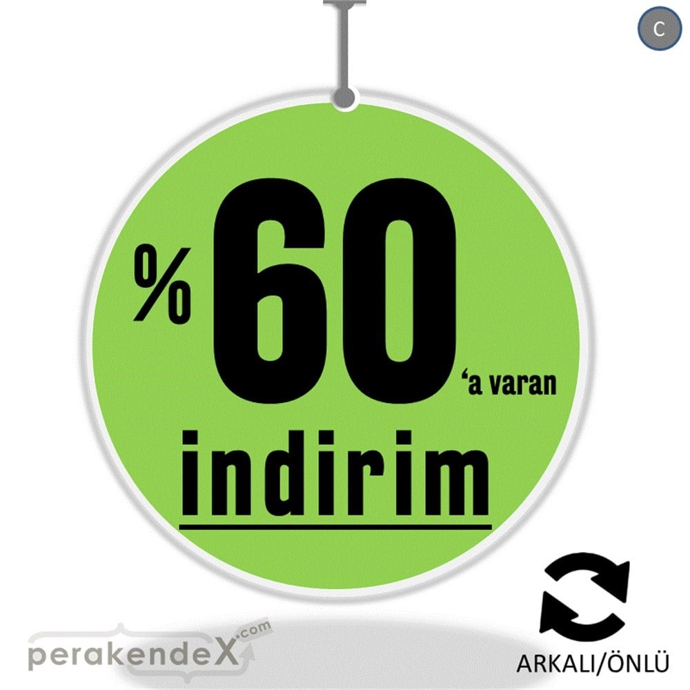 yüzde 60 a varan indirim DÖNKARTI -oval,çift yön baskı