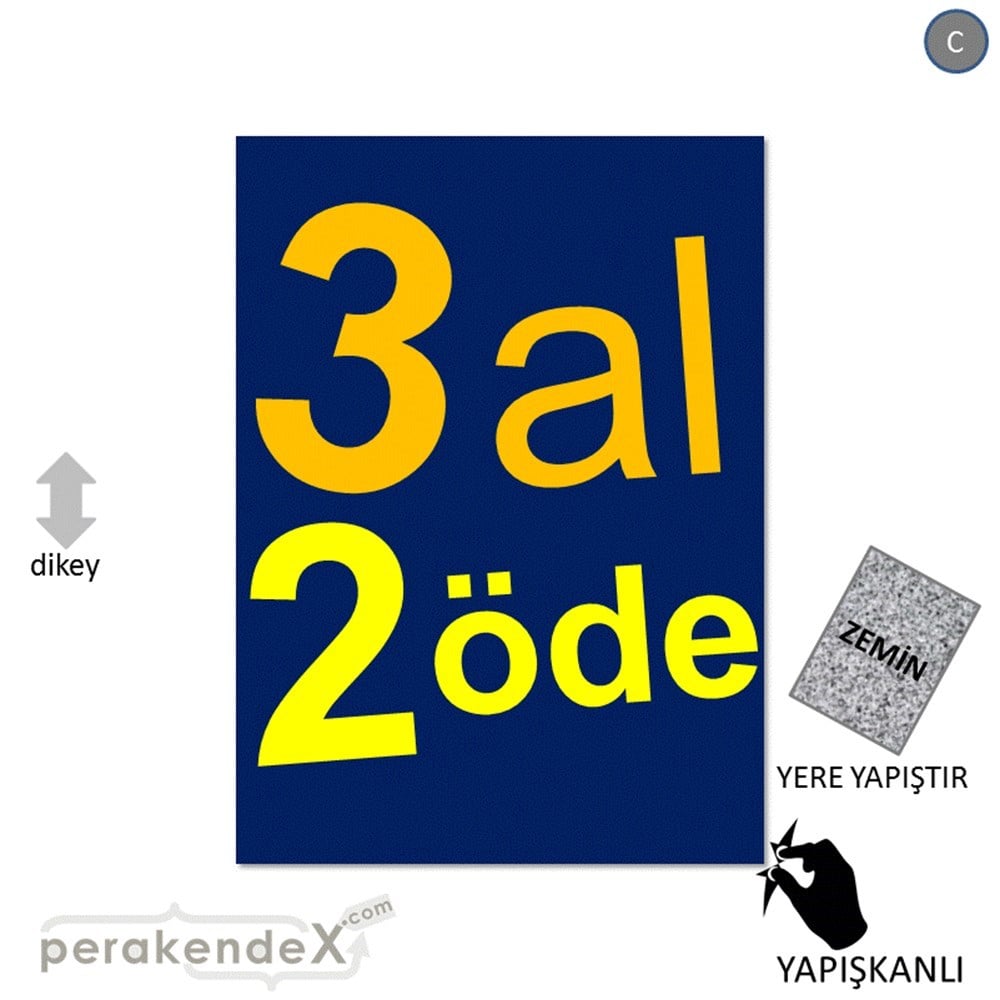 3 al 2 öde YER ZEMİNE YAPIŞIR -dikdörtgen,tek yön baskı