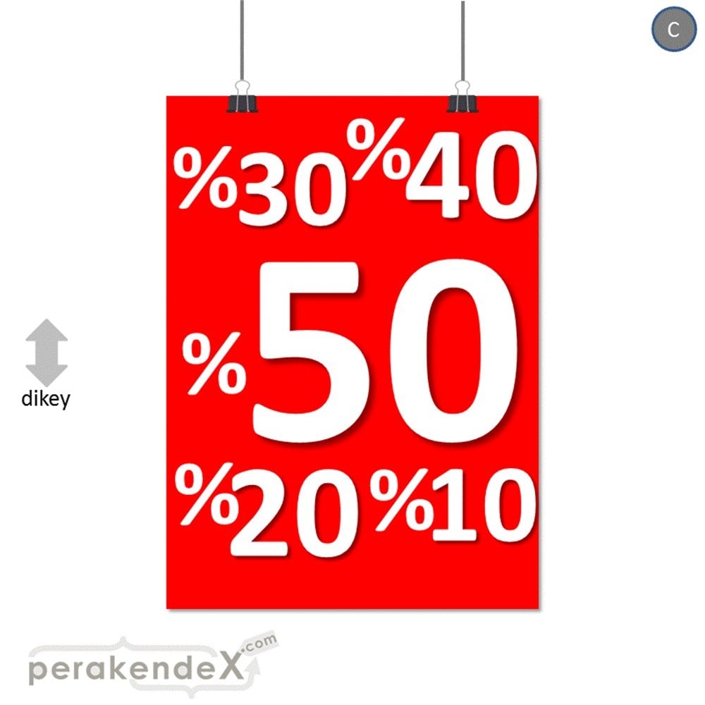 yüzde(50-40-30-20-10) indirim SERT PLASTİK POSTER -dikdörtgen,tek yön baskı