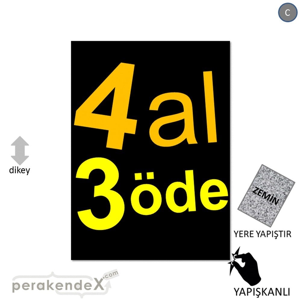 4 al 3 öde YER ZEMİNE YAPIŞIR -dikdörtgen,tek yön baskı