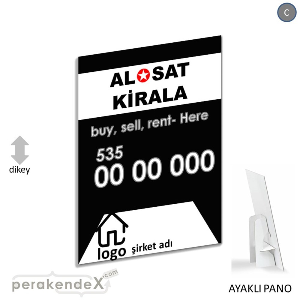 Al & Sat & Kirala Yazısı 004 KARTON AYAKLI POSTER,  PANO -dikdörtgen,tek yön baskıkarton ayaklı poster,  pano