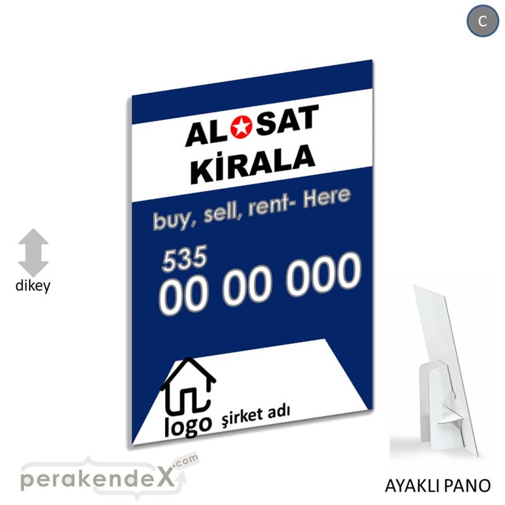 Al & Sat & Kirala Yazısı 004 KARTON AYAKLI POSTER,  PANO -dikdörtgen,tek yön baskıkarton ayaklı poster,  pano
