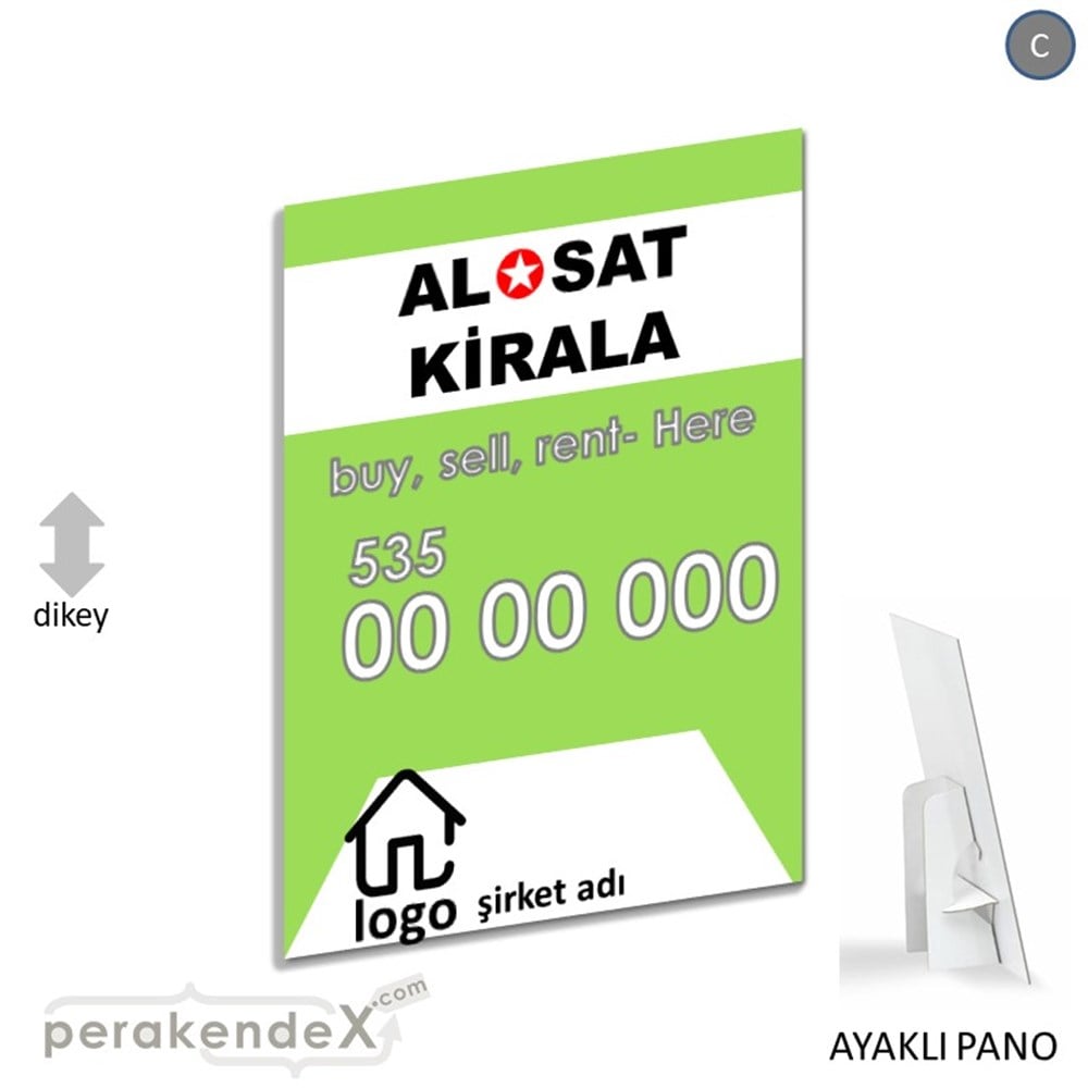 Al & Sat & Kirala Yazısı 004 KARTON AYAKLI POSTER,  PANO -dikdörtgen,tek yön baskıkarton ayaklı poster,  pano