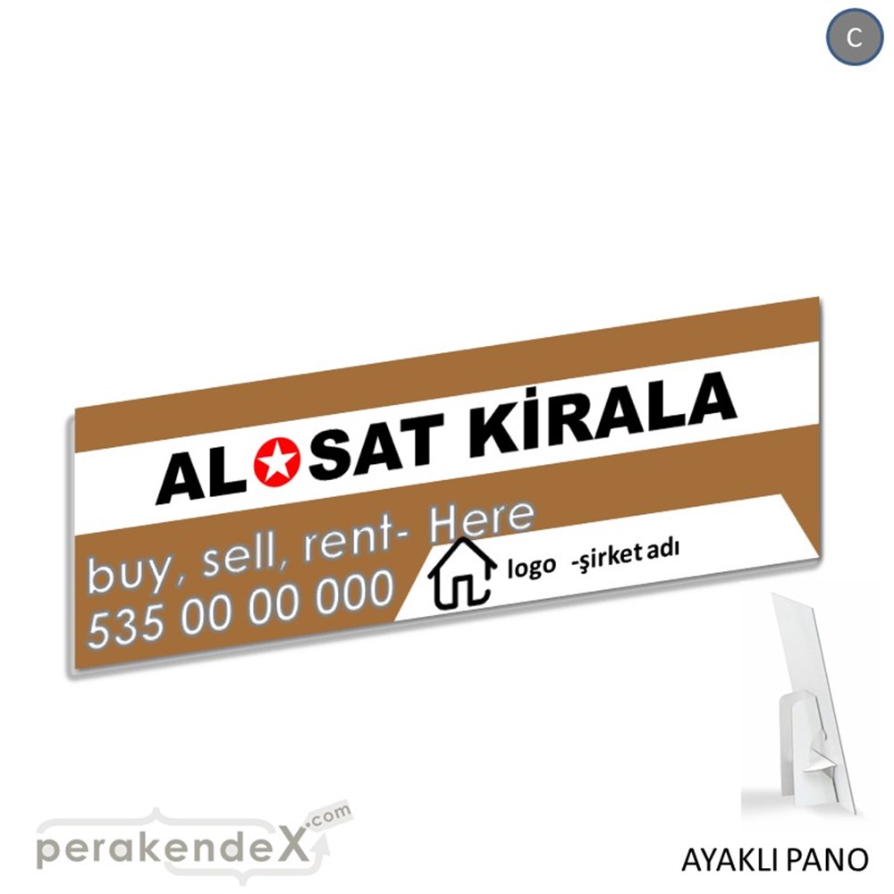 Al & Sat & Kirala Yazısı 004 KARTON AYAKLI POSTER,  PANO (BANNER) -dikdörtgen,tek yön baskıkarton ayaklı poster,  pano