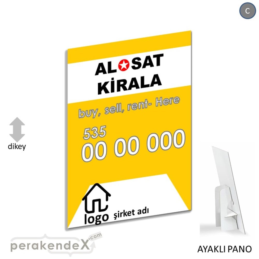 Al & Sat & Kirala Yazısı 004 KARTON AYAKLI POSTER,  PANO -dikdörtgen,tek yön baskıkarton ayaklı poster,  pano
