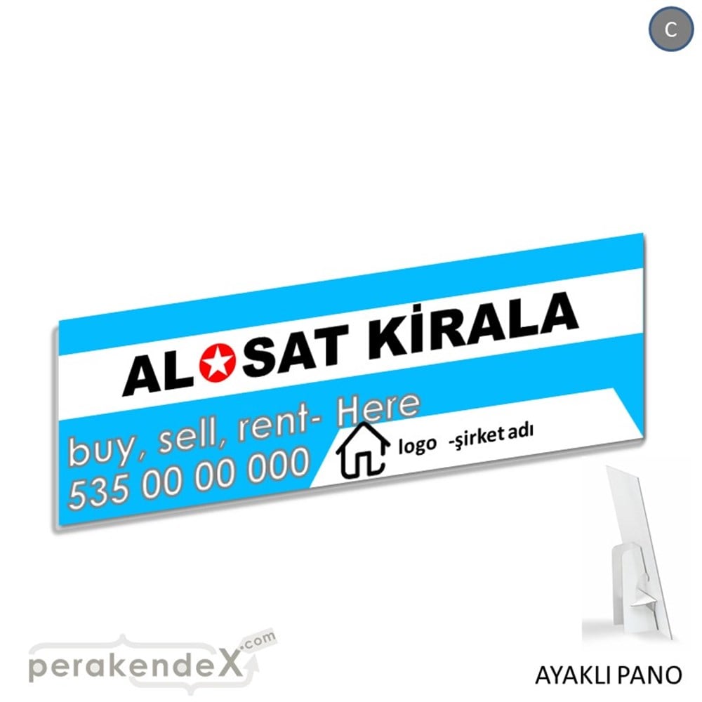 Al & Sat & Kirala Yazısı 004 KARTON AYAKLI POSTER,  PANO (BANNER) -dikdörtgen,tek yön baskıkarton ayaklı poster,  pano