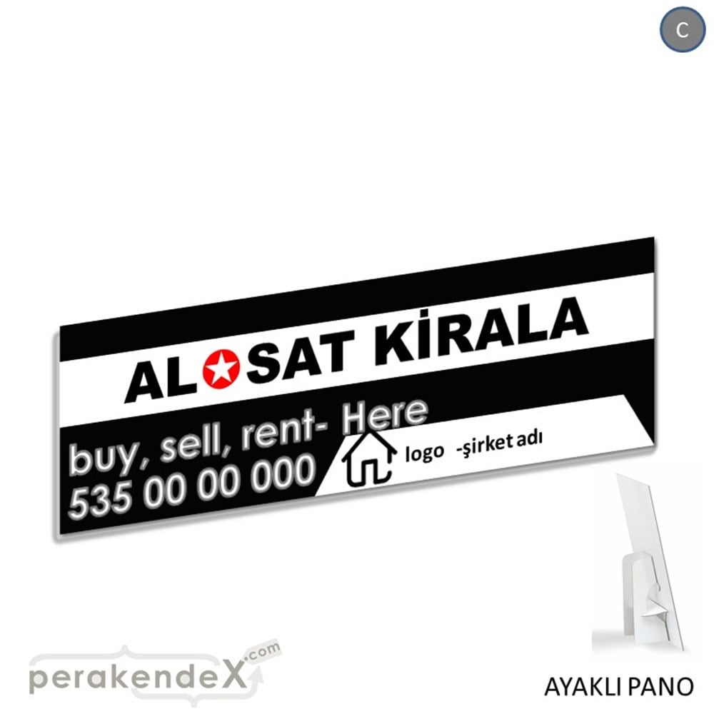 Al & Sat & Kirala Yazısı 004 KARTON AYAKLI POSTER,  PANO (BANNER) -dikdörtgen,tek yön baskıkarton ayaklı poster,  pano