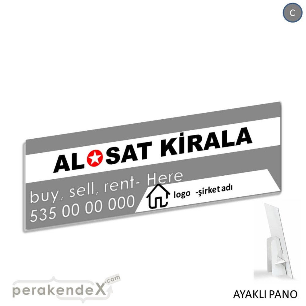 Al & Sat & Kirala Yazısı 004 KARTON AYAKLI POSTER,  PANO (BANNER) -dikdörtgen,tek yön baskıkarton ayaklı poster,  pano