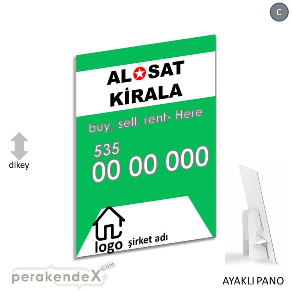 Al & Sat & Kirala Yazısı 004 KARTON AYAKLI POSTER,  PANO -dikdörtgen,tek yön baskıkarton ayaklı poster,  pano