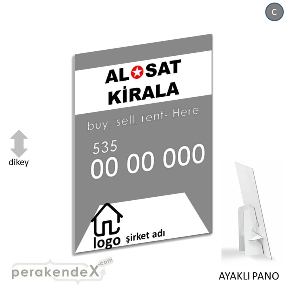 Al & Sat & Kirala Yazısı 004 KARTON AYAKLI POSTER,  PANO -dikdörtgen,tek yön baskıkarton ayaklı poster,  pano