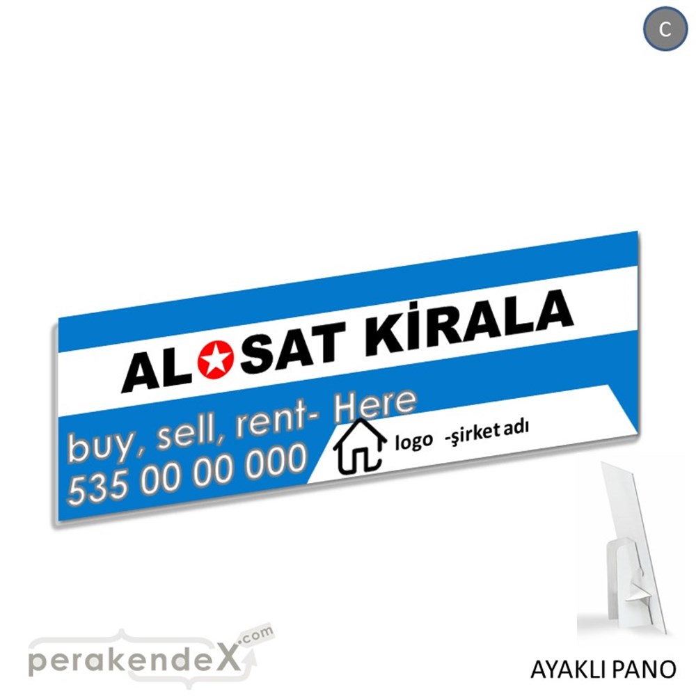 Al & Sat & Kirala Yazısı 004 KARTON AYAKLI POSTER,  PANO (BANNER) -dikdörtgen,tek yön baskıkarton ayaklı poster,  pano