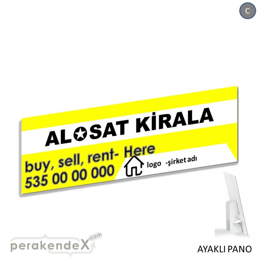 Al & Sat & Kirala Yazısı 004 KARTON AYAKLI POSTER,  PANO (BANNER) -dikdörtgen,tek yön baskıkarton ayaklı poster,  pano