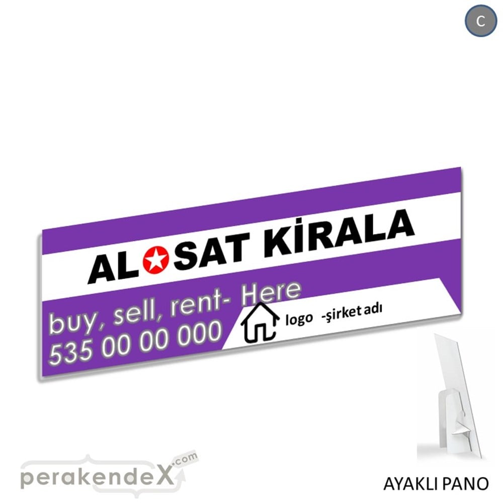Al & Sat & Kirala Yazısı 004 KARTON AYAKLI POSTER,  PANO (BANNER) -dikdörtgen,tek yön baskıkarton ayaklı poster,  pano