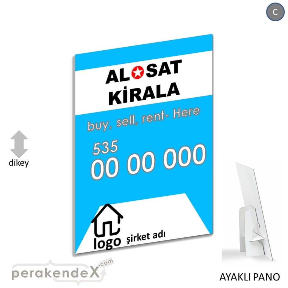 Al & Sat & Kirala Yazısı 004 KARTON AYAKLI POSTER,  PANO -dikdörtgen,tek yön baskıkarton ayaklı poster,  pano