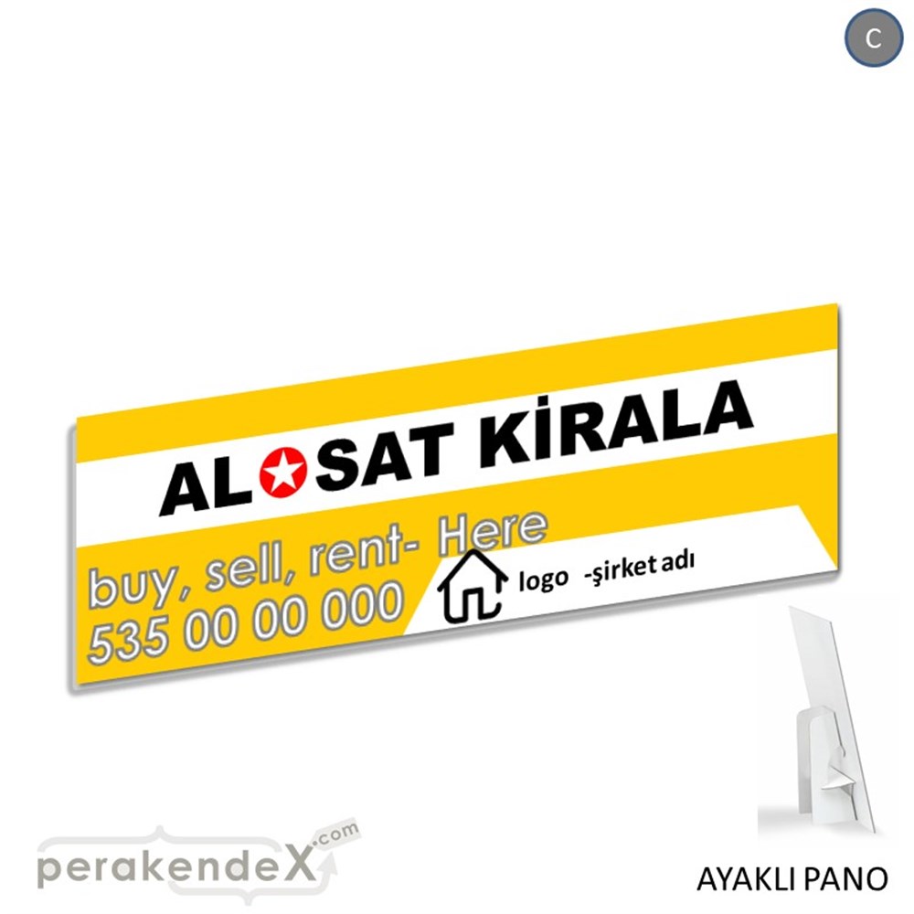 Al & Sat & Kirala Yazısı 004 KARTON AYAKLI POSTER,  PANO (BANNER) -dikdörtgen,tek yön baskıkarton ayaklı poster,  pano