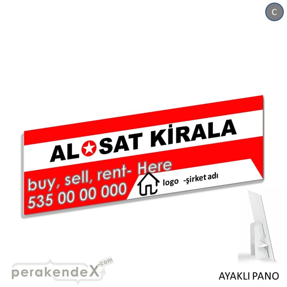 Al & Sat & Kirala Yazısı 004 KARTON AYAKLI POSTER,  PANO (BANNER) -dikdörtgen,tek yön baskıkarton ayaklı poster,  pano