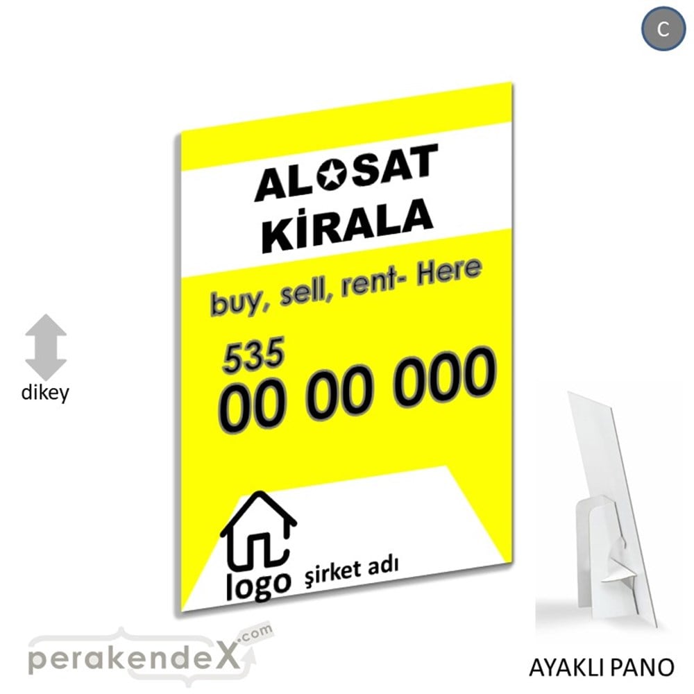Al & Sat & Kirala Yazısı 004 KARTON AYAKLI POSTER,  PANO -dikdörtgen,tek yön baskıkarton ayaklı poster,  pano