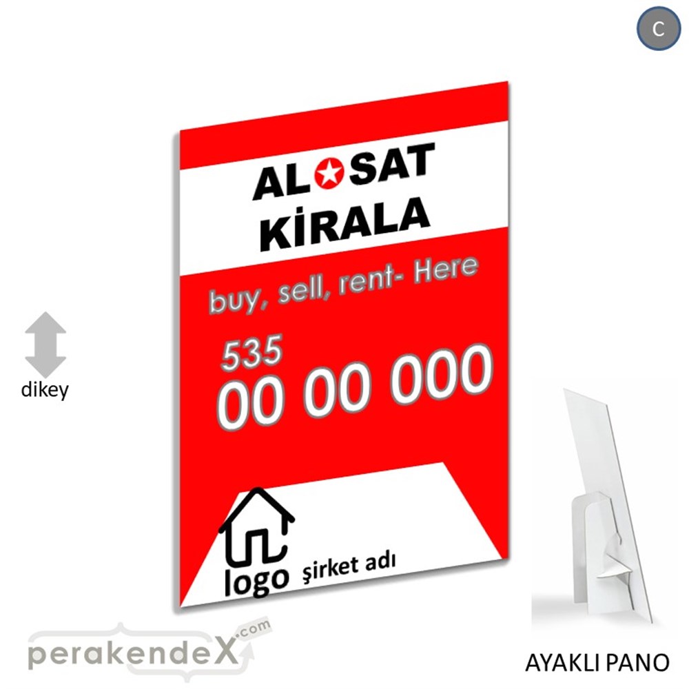 Al & Sat & Kirala Yazısı 004 KARTON AYAKLI POSTER,  PANO -dikdörtgen,tek yön baskıkarton ayaklı poster,  pano