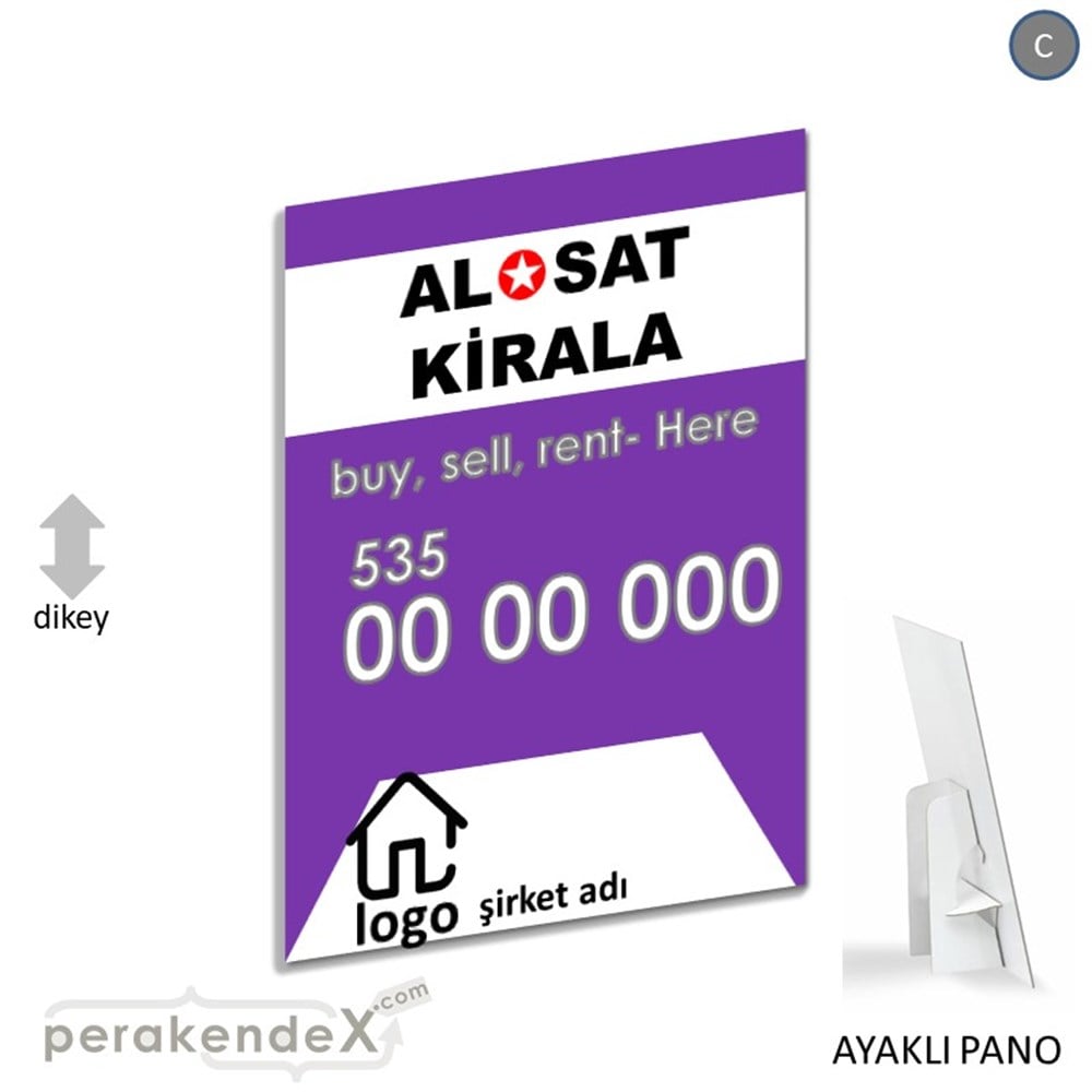 Al & Sat & Kirala Yazısı 004 KARTON AYAKLI POSTER,  PANO -dikdörtgen,tek yön baskıkarton ayaklı poster,  pano
