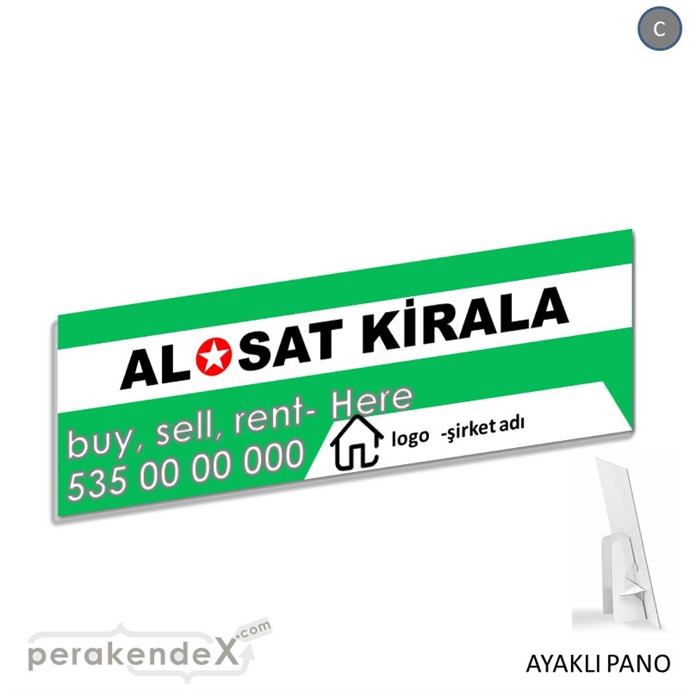 Al & Sat & Kirala Yazısı 004 KARTON AYAKLI POSTER,  PANO (BANNER) -dikdörtgen,tek yön baskıkarton ayaklı poster,  pano