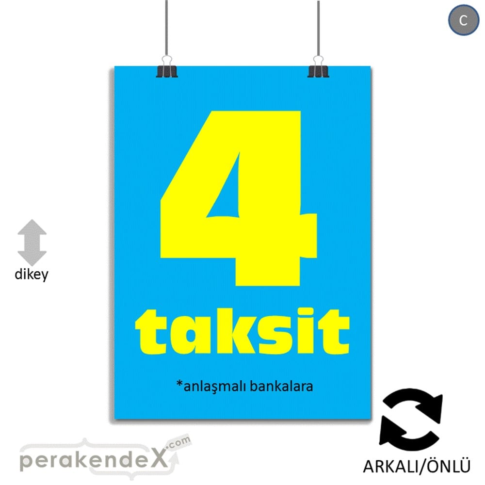 anlaşmalı bankalara 4 taksit POSTERİ -dikdörtgen,çift yön baskı