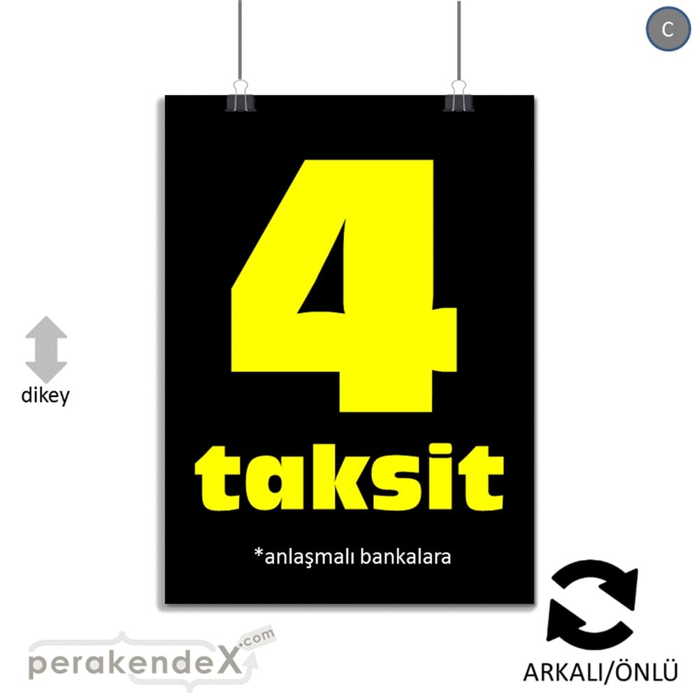 anlaşmalı bankalara 4 taksit POSTERİ -dikdörtgen,çift yön baskı