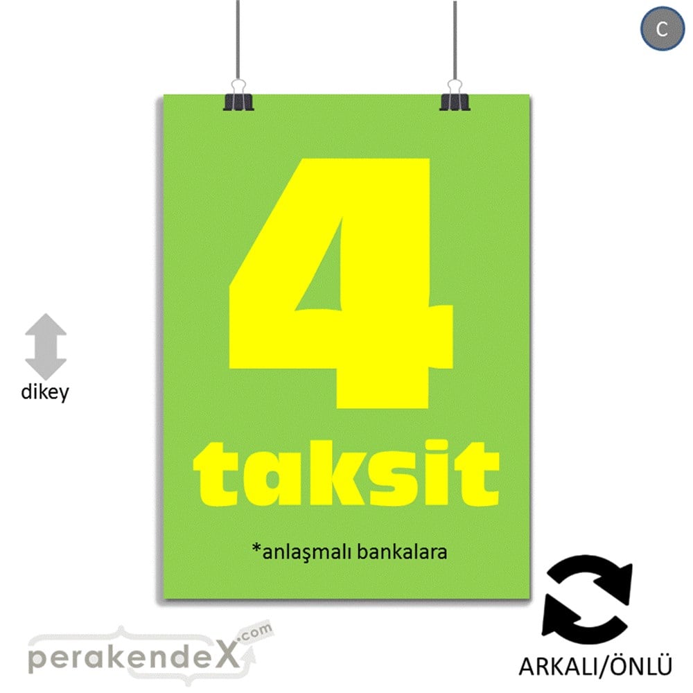 anlaşmalı bankalara 4 taksit POSTERİ -dikdörtgen,çift yön baskı