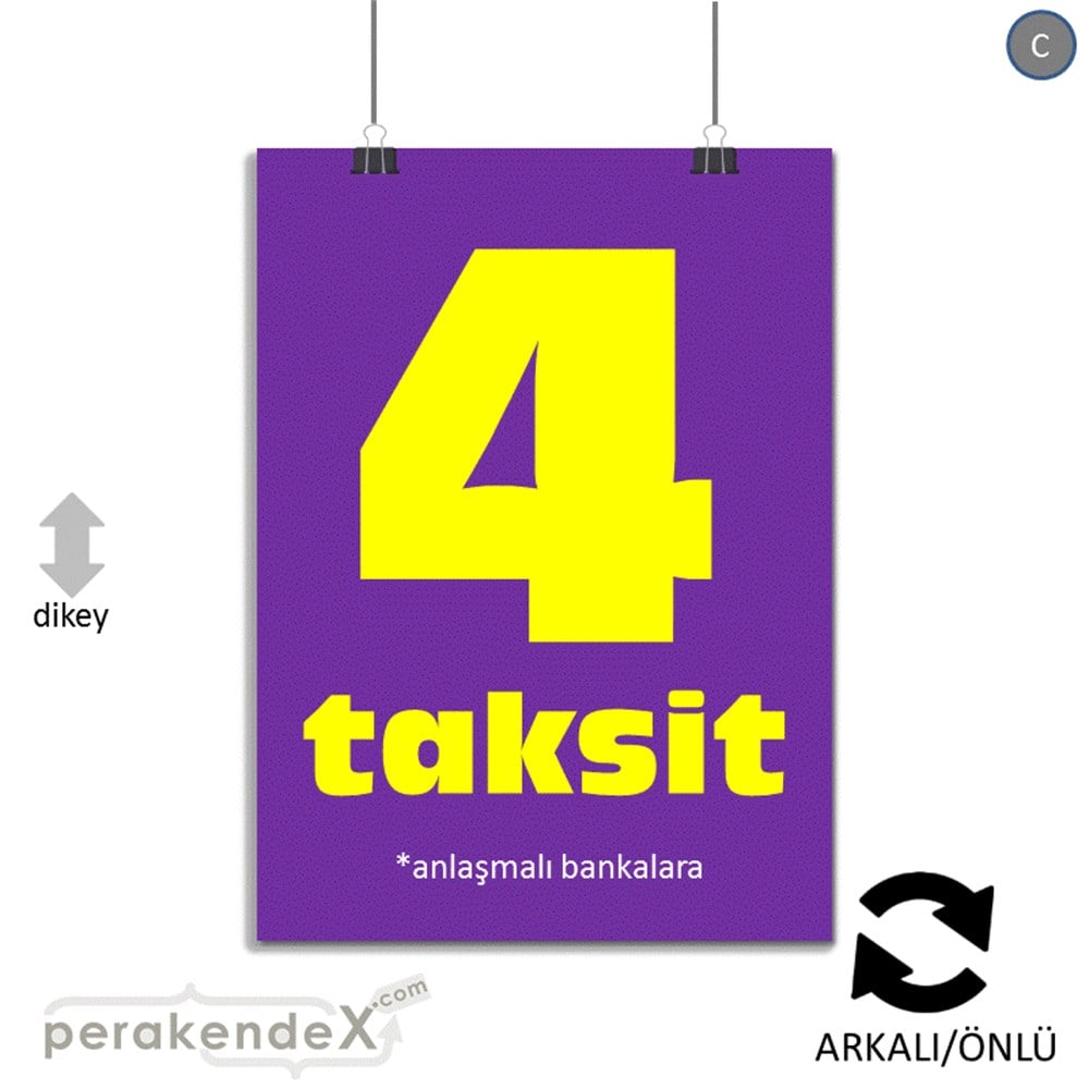 anlaşmalı bankalara 4 taksit POSTERİ -dikdörtgen,çift yön baskı