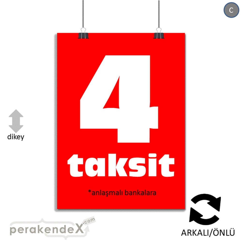 anlaşmalı bankalara 4 taksit POSTERİ -dikdörtgen,çift yön baskı