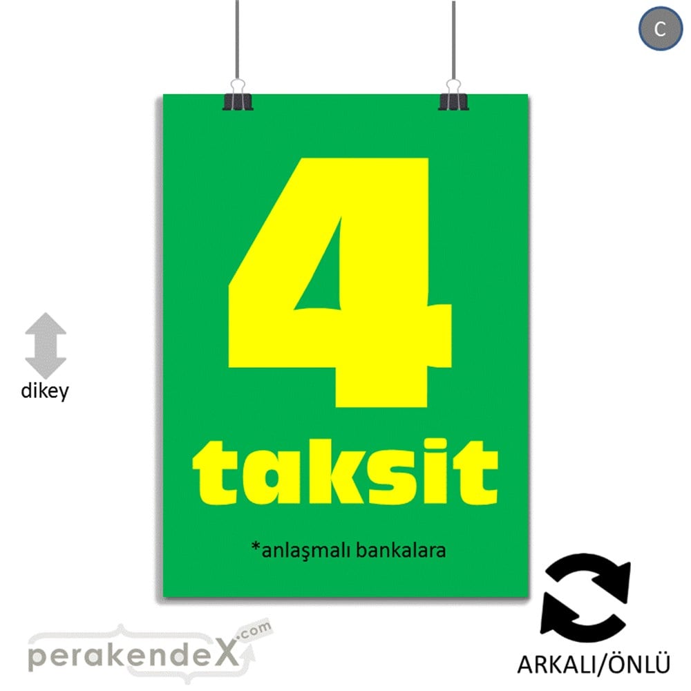 anlaşmalı bankalara 4 taksit POSTERİ -dikdörtgen,çift yön baskı