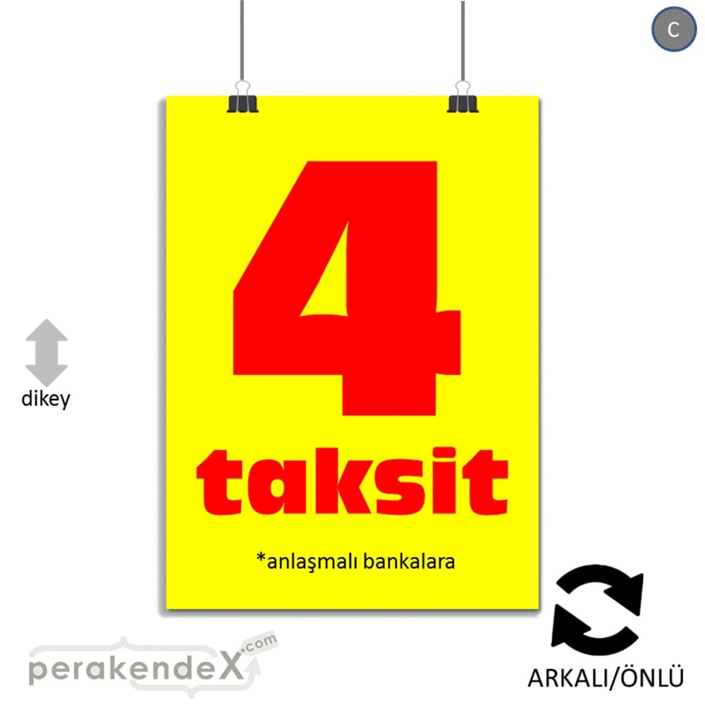 anlaşmalı bankalara 4 taksit POSTERİ -dikdörtgen,çift yön baskı