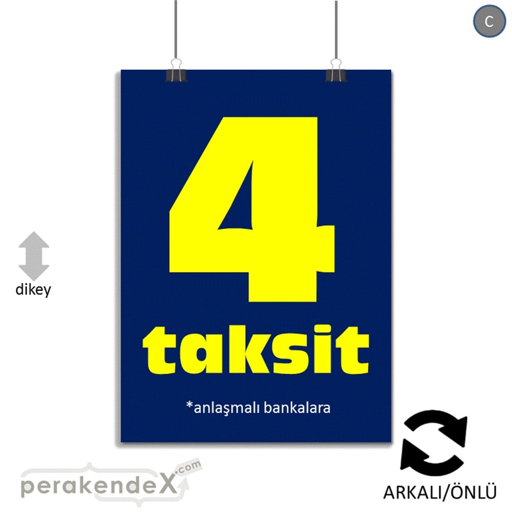 anlaşmalı bankalara 4 taksit POSTERİ -dikdörtgen,çift yön baskı