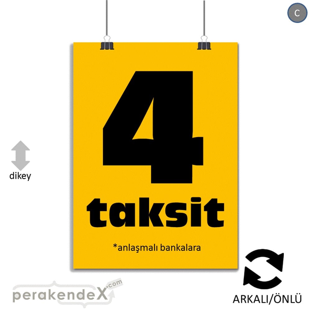 anlaşmalı bankalara 4 taksit POSTERİ -dikdörtgen,çift yön baskı