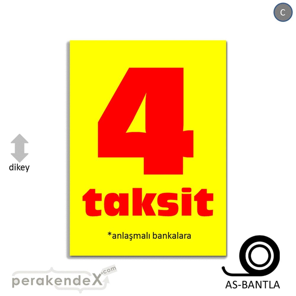 anlaşmalı bankalara 4 taksit POSTERİ -dikdörtgen,tek yön baskı