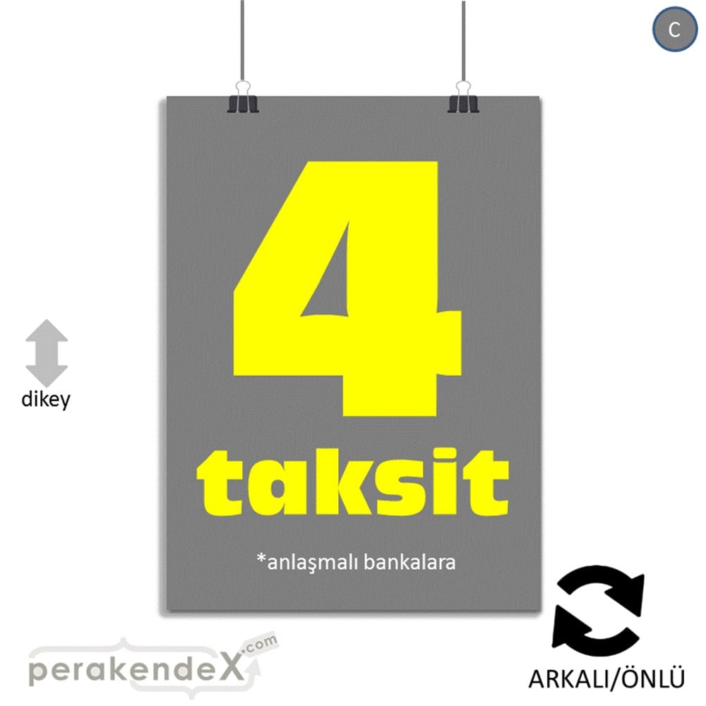 anlaşmalı bankalara 4 taksit POSTERİ -dikdörtgen,çift yön baskı