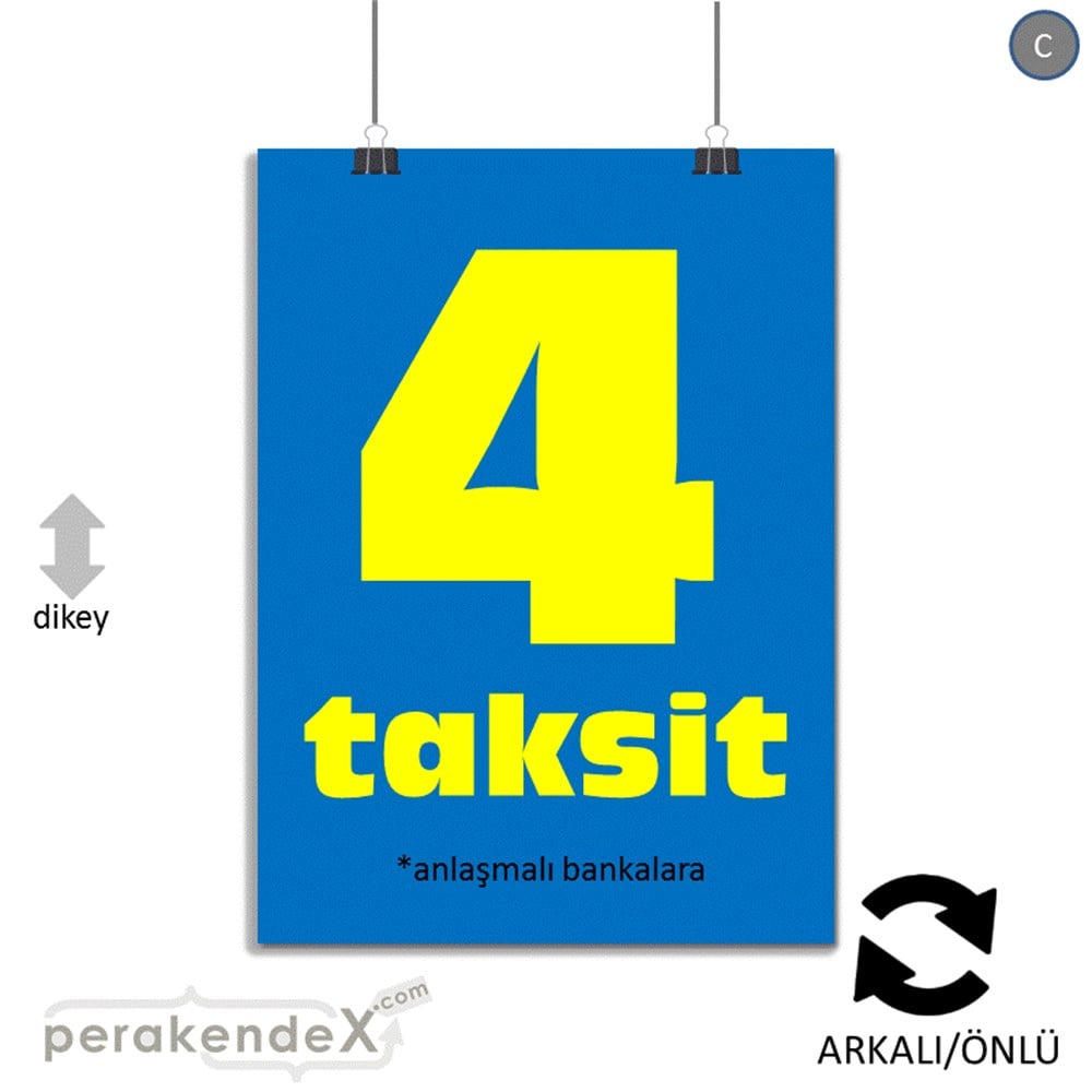 anlaşmalı bankalara 4 taksit POSTERİ -dikdörtgen,çift yön baskı