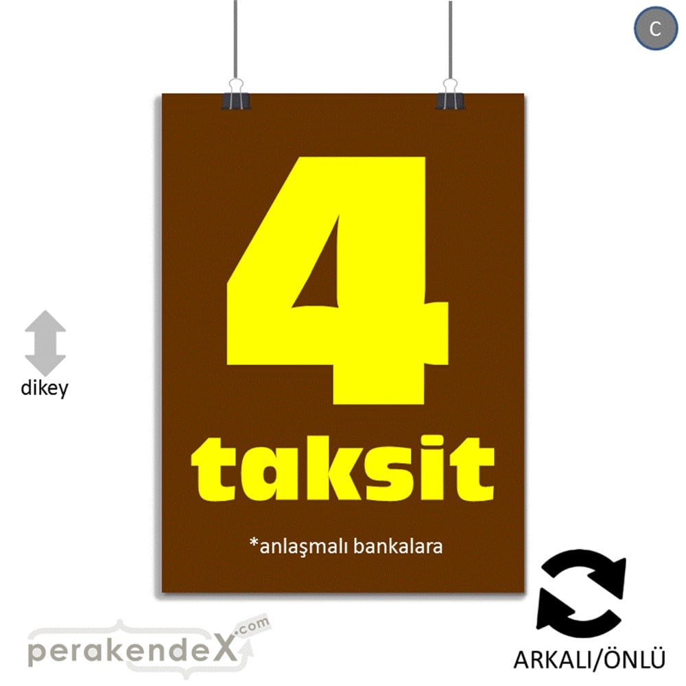 anlaşmalı bankalara 4 taksit POSTERİ -dikdörtgen,çift yön baskı