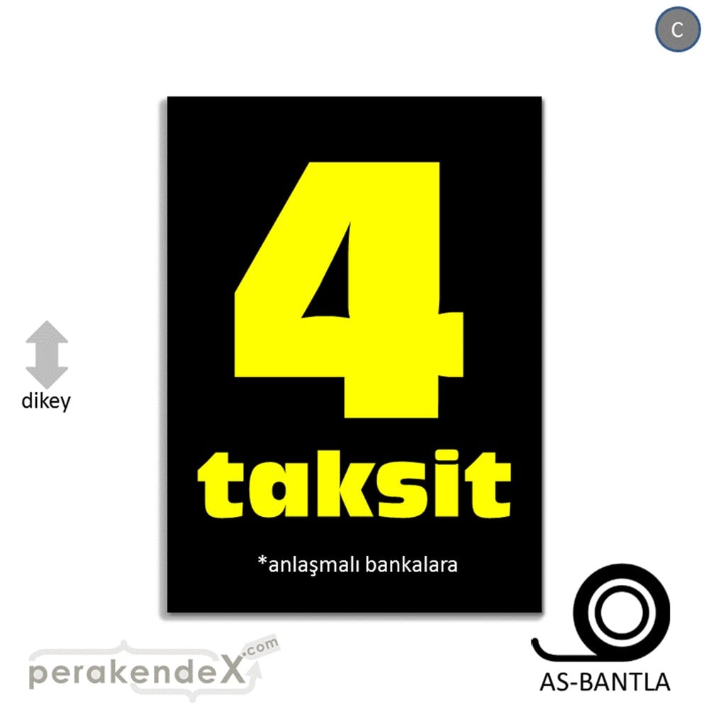 anlaşmalı bankalara 4 taksit POSTERİ -dikdörtgen,tek yön baskı