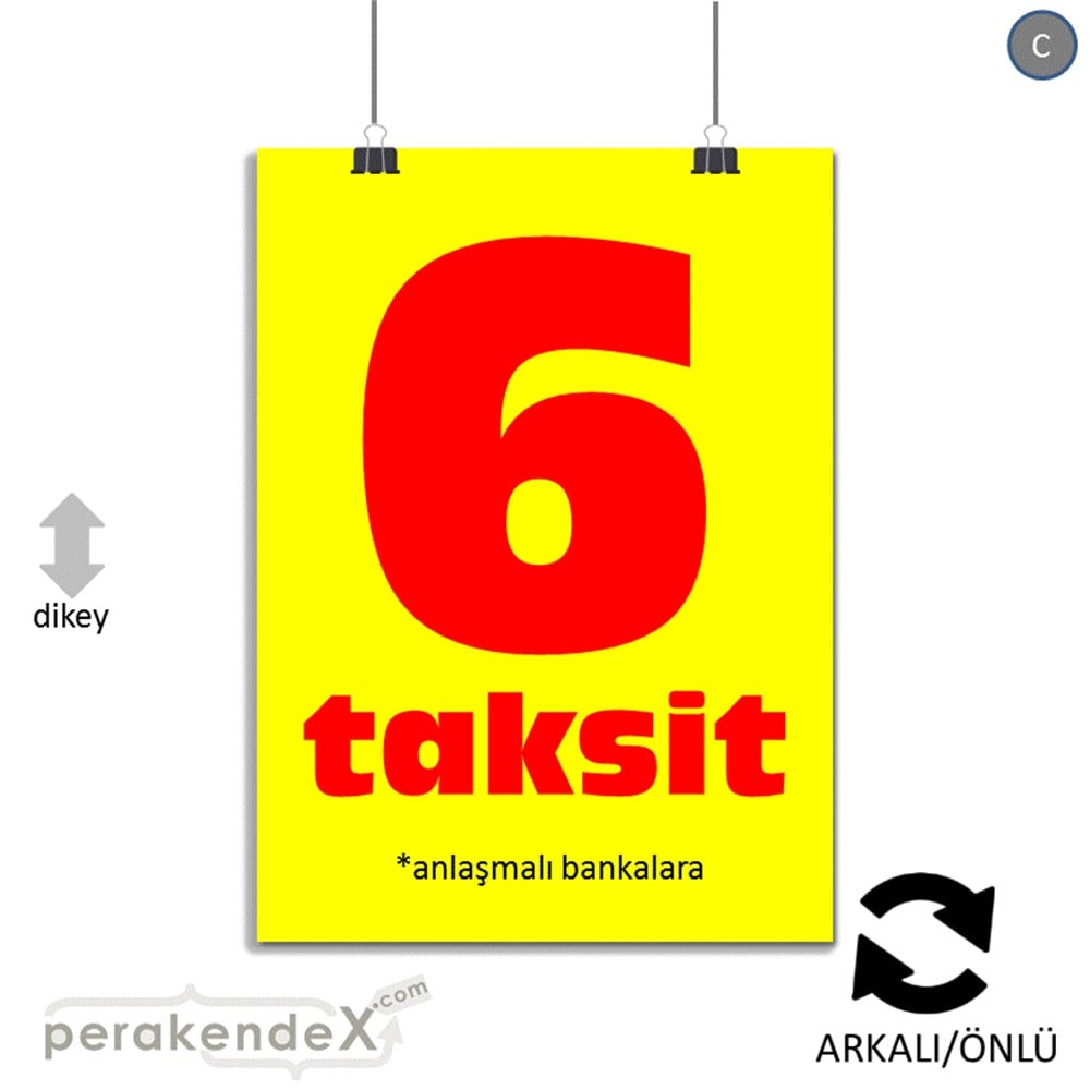 anlaşmalı bankalara 6 taksit POSTERİ -dikdörtgen,çift yön baskı